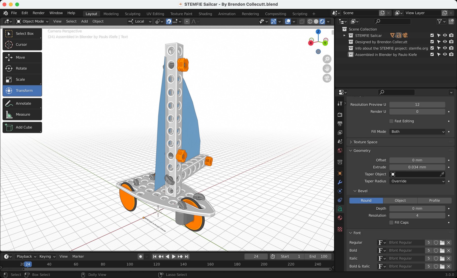 STEMFIE Sailcar By Brendon Collecutt Stemfie3DCommunityProject Blender screenshot 